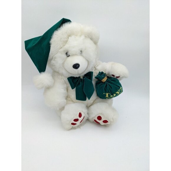 MTY International Crystal bear Holiday white Green Toys pouch  sitting 14 in - Picture 4 of 11